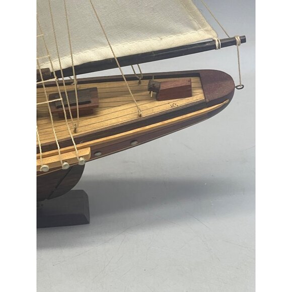 sail ship wood figurine display boat collectable 14x13" brown white latter's REA - Picture 6 of 16